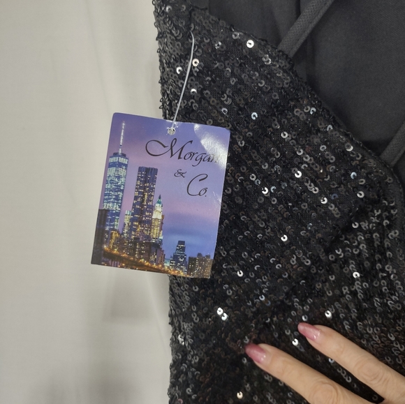MORGAN & CO NWT Black Sequin Sleeveless Formal Dress Size 11 - Picture 5 of 9